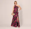 One Shoulder Jacquard Dress In Navy Pink sold by Adrianna Papell