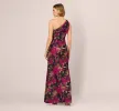 One Shoulder Jacquard Dress In Navy Pink sold by Adrianna Papell
