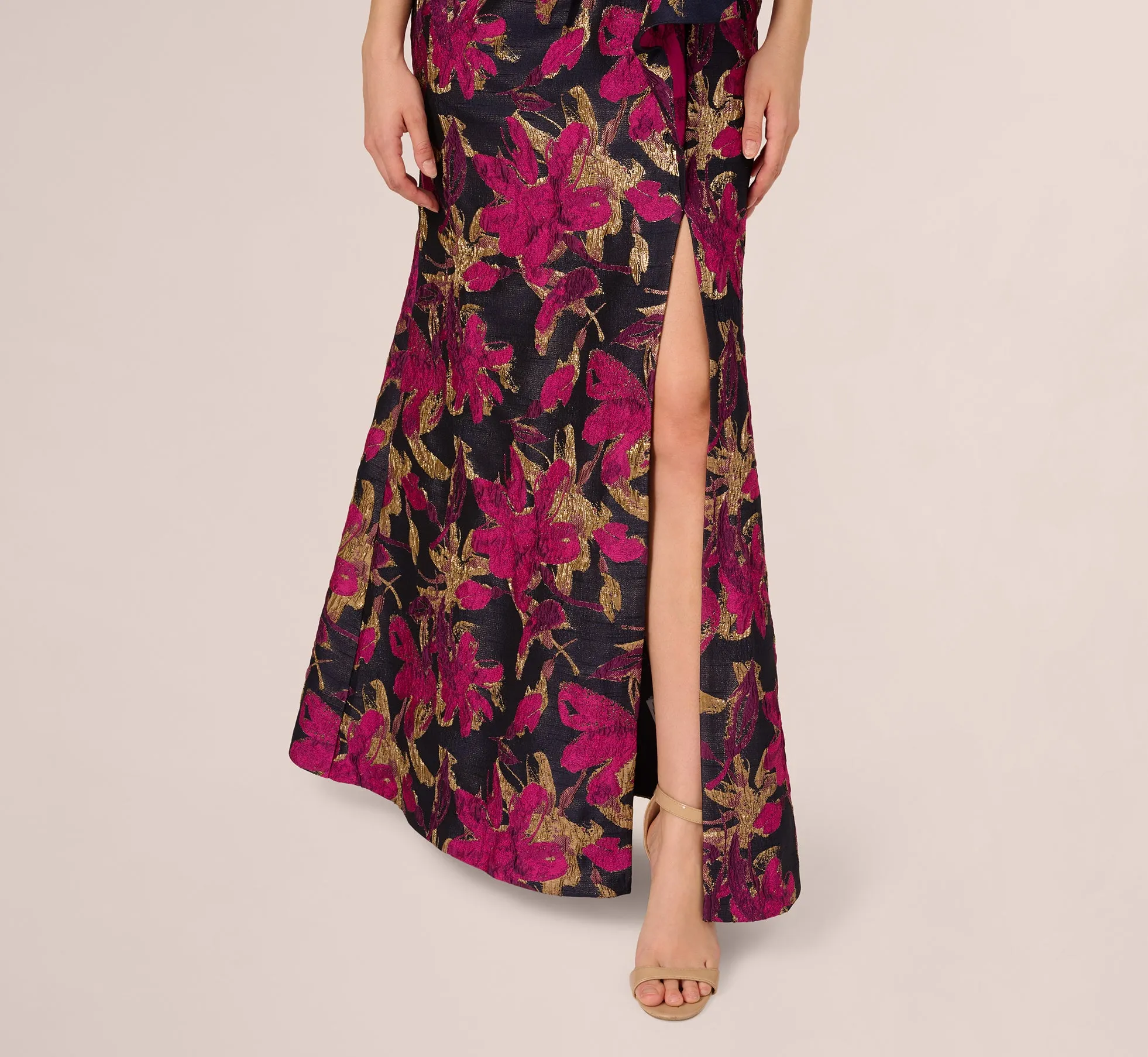 One Shoulder Jacquard Dress In Navy Pink sold by Adrianna Papell product image thumbnail 3