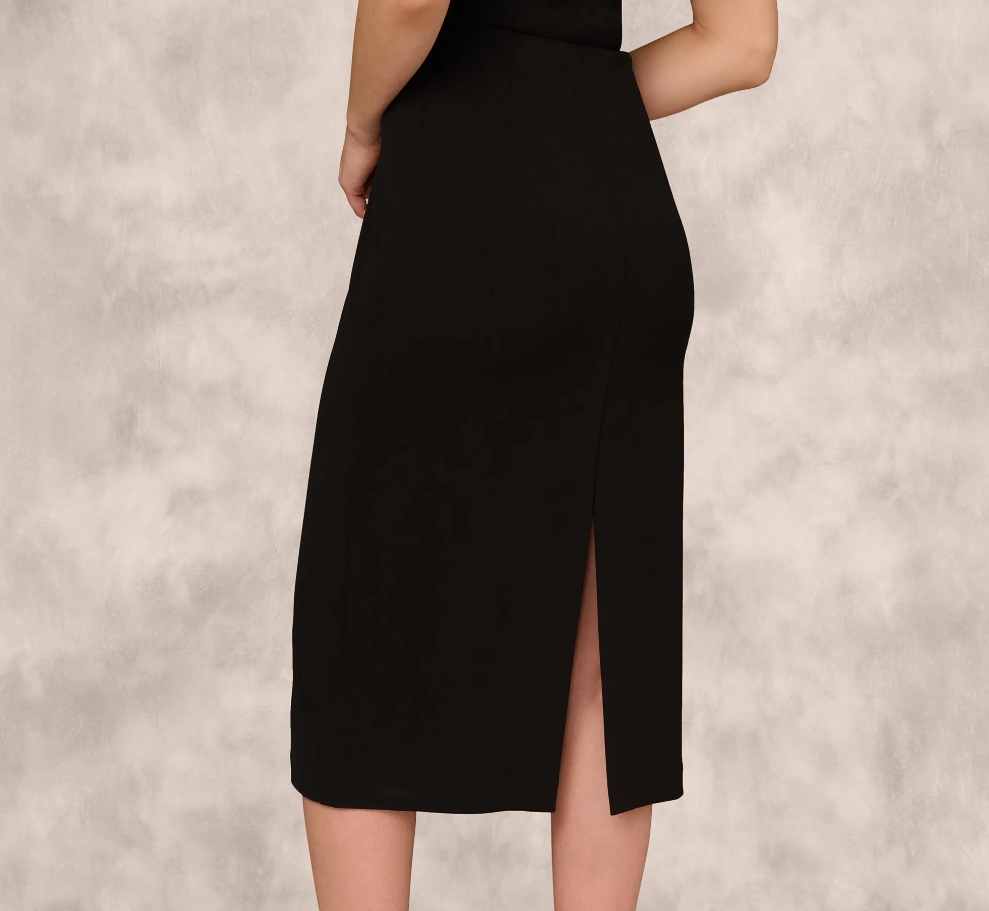 One Shoulder Rosette Midi Sheath Dress In Black sold by Adrianna Papell product image thumbnail 4