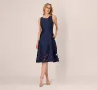Sleeveless Taffeta Floral Cutwork Midi Dress In Light Navy sold by Adrianna Papell