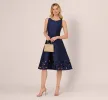 Sleeveless Taffeta Floral Cutwork Midi Dress In Light Navy sold by Adrianna Papell