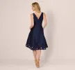 Sleeveless Taffeta Floral Cutwork Midi Dress In Light Navy sold by Adrianna Papell