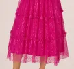 Sleeveless Square Neck Tiered Lace Midi Dress In Electric Passion sold by Adrianna Papell