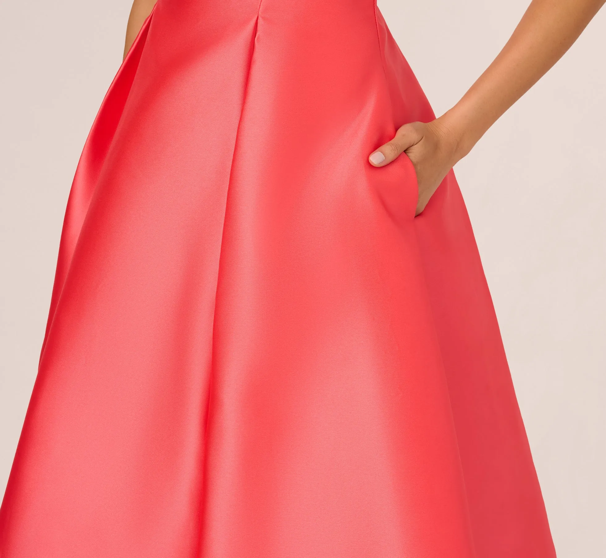 Sleeveless Mikado Fit And Flare Midi Dress With V-Back In Desert Flower sold by Adrianna Papell product image thumbnail 4