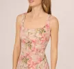 Sleeveless Metallic Floral Matelasse Gown In Coral Multi sold by Adrianna Papell