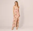 Sleeveless Metallic Floral Matelasse Gown In Coral Multi sold by Adrianna Papell