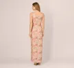 Sleeveless Metallic Floral Matelasse Gown In Coral Multi sold by Adrianna Papell