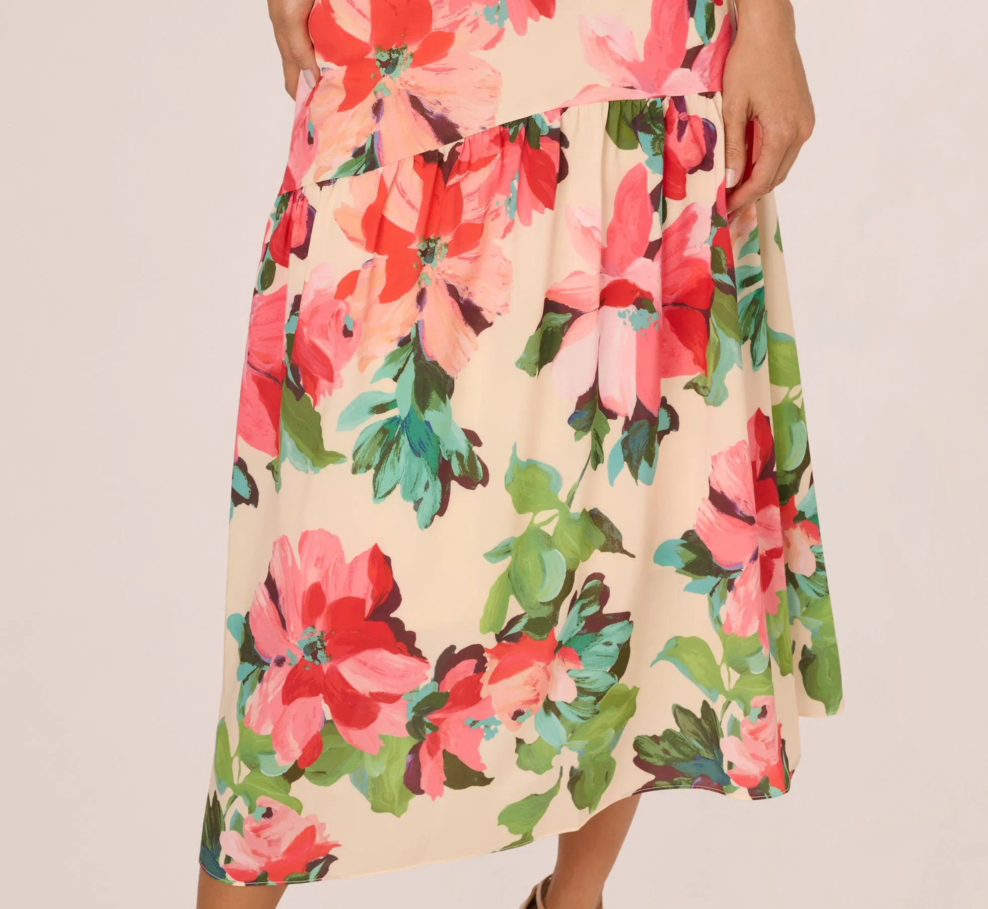 Floral Keyhole Halter Flounce Dress In Blush Multi sold by Adrianna Papell product image thumbnail 4