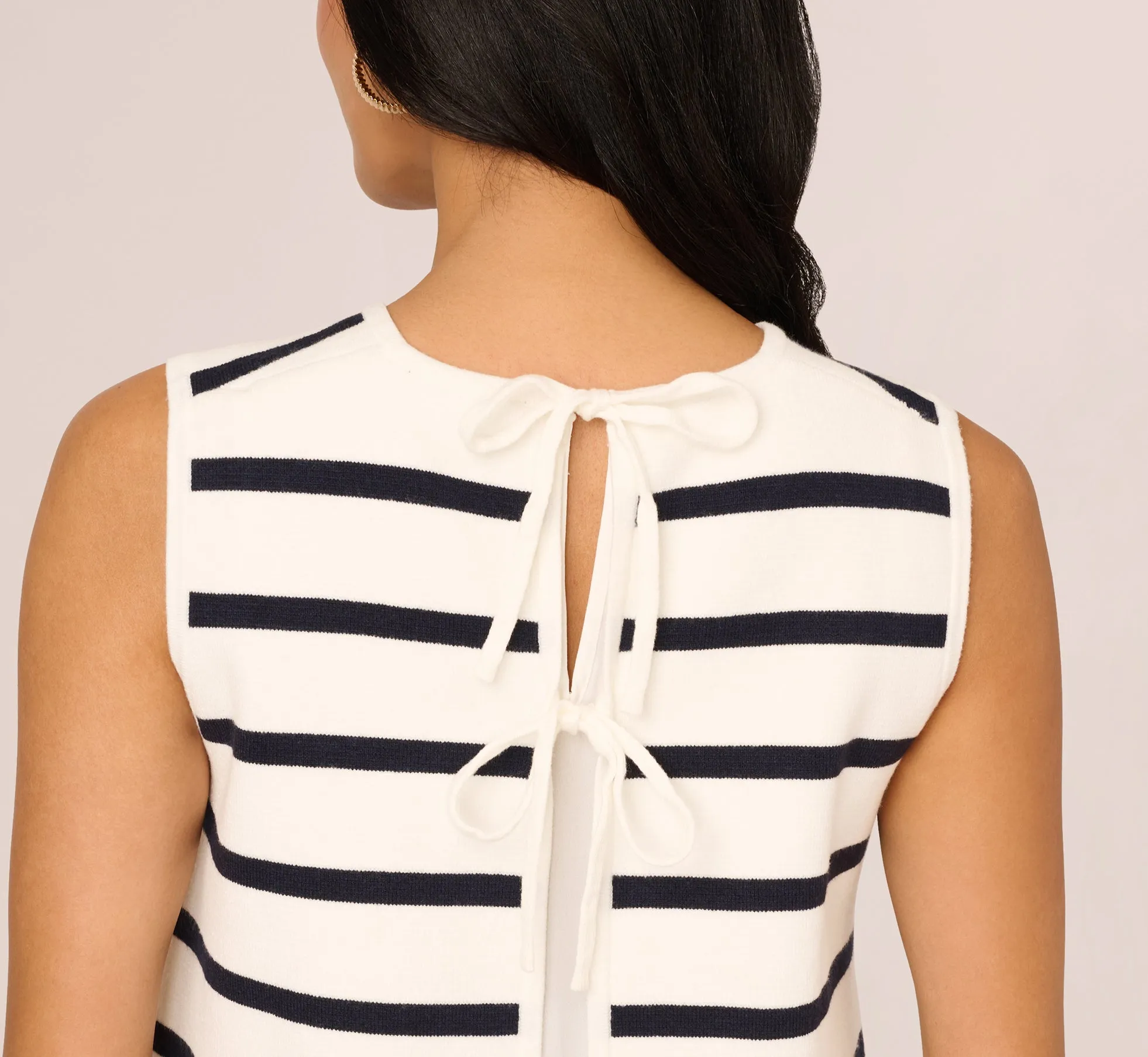 Tie Back Twofer Tank Sweater In Ivory Navy W Ivory sold by Adrianna Papell product image thumbnail 4