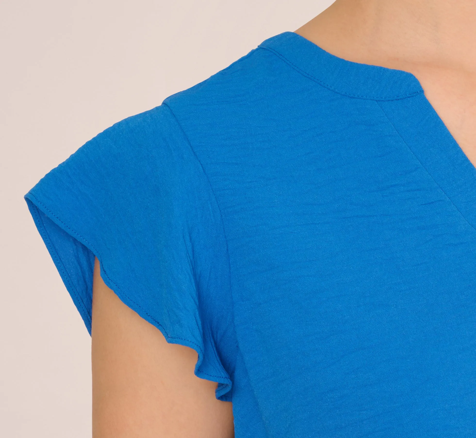 Flutter Sleeve Top With Notched Neck In Egyptian Blue sold by Adrianna Papell product image thumbnail 4