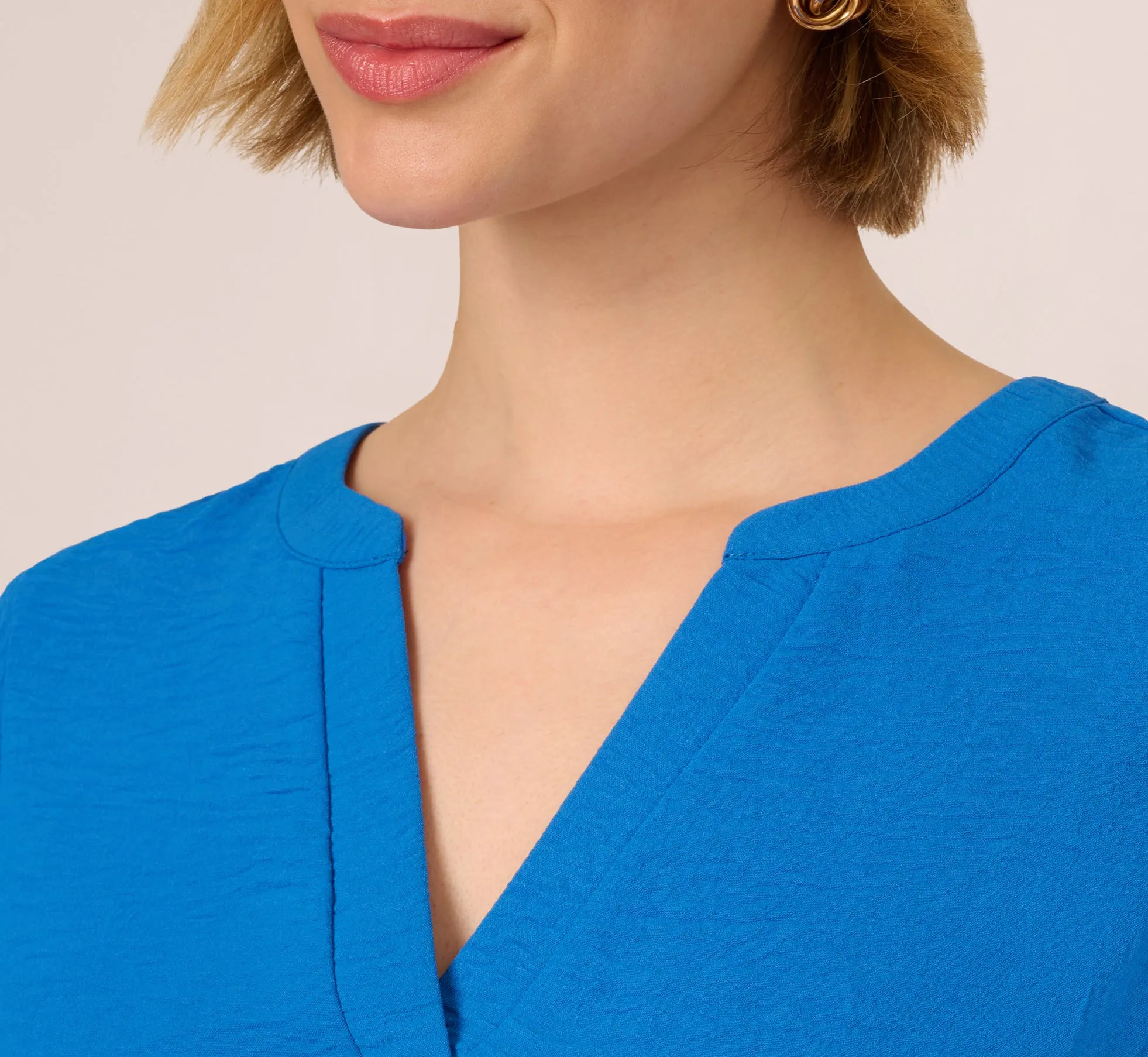 Flutter Sleeve Top With Notched Neck In Egyptian Blue sold by Adrianna Papell product image thumbnail 3