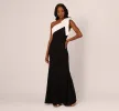 One Shoulder Color Block Bow Gown In Black Ivory sold by Adrianna Papell