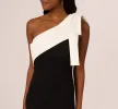 One Shoulder Color Block Bow Gown In Black Ivory sold by Adrianna Papell