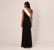 One Shoulder Color Block Bow Gown In Black Ivory sold by Adrianna Papell