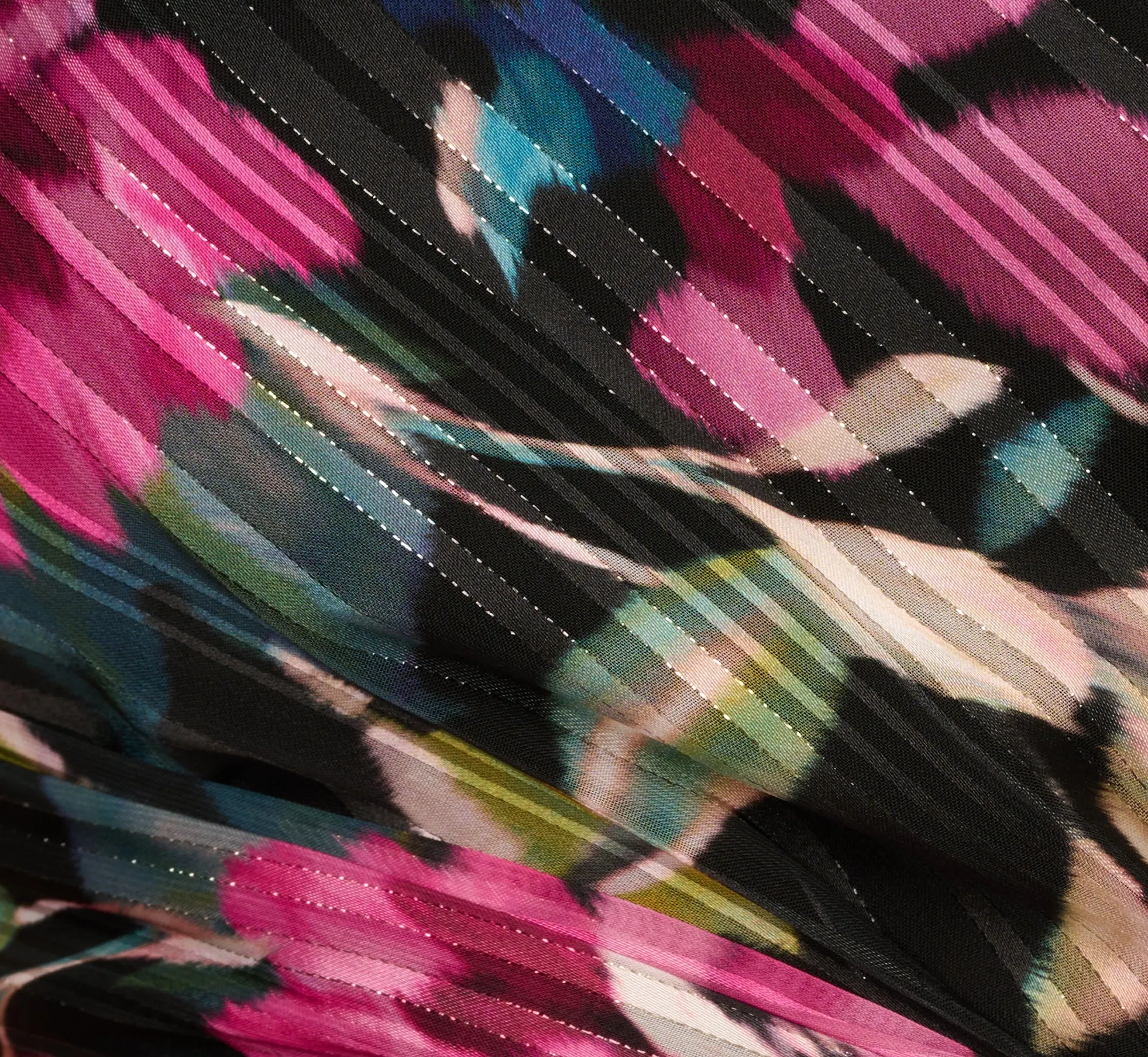 One Shoulder Metallic Floral Stripe Gown In Black Multi sold by Adrianna Papell product image thumbnail 3