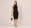 Beaded Detail Halter Midi Sheath Dress In Black sold by Adrianna Papell