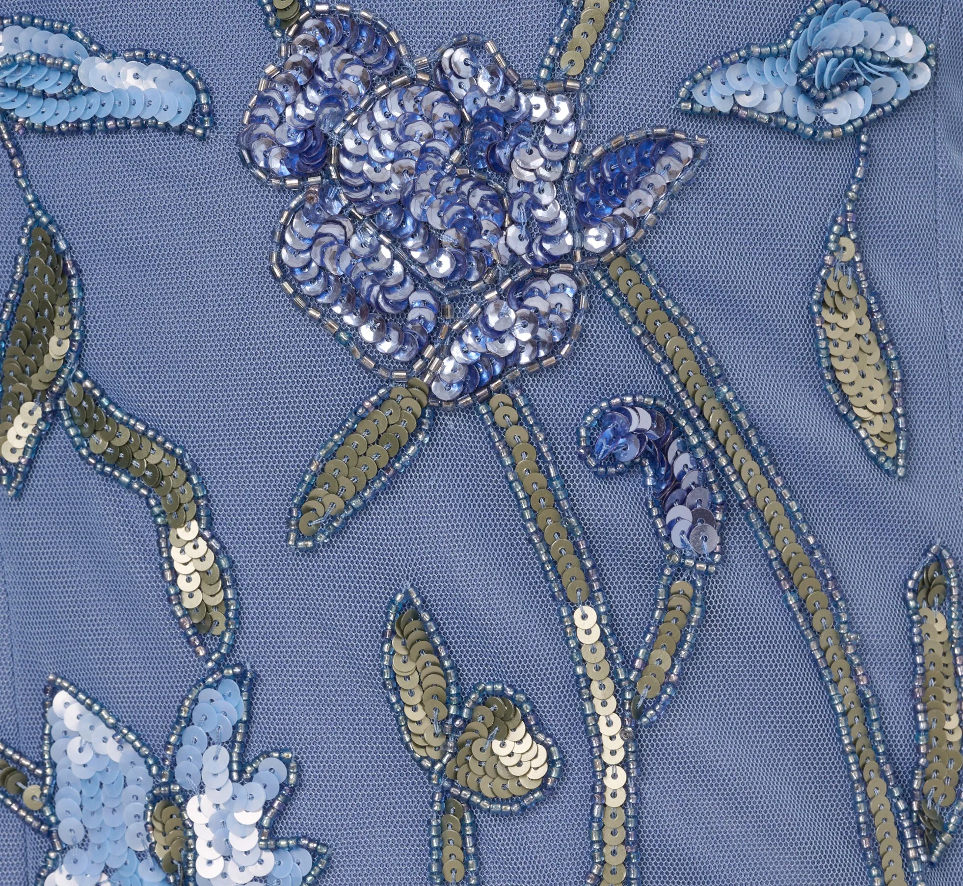 Square Neck Short Sleeve Beaded Godet Gown In French Blue sold by Adrianna Papell product image thumbnail 3