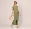 Cap Sleeve Ruched Side Top In Oil Green Scribble Daisy sold by Adrianna Papell