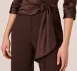 Satin Crepe Three Quarter Sleeve Jumpsuit With Buckle Waist In Dark Brown sold by Adrianna Papell