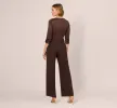 Satin Crepe Three Quarter Sleeve Jumpsuit With Buckle Waist In Dark Brown sold by Adrianna Papell