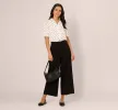 Short Sleeve Printed Button Front Blouse In Ivory Black Timeless Dot sold by Adrianna Papell