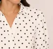 Short Sleeve Printed Button Front Blouse In Ivory Black Timeless Dot sold by Adrianna Papell