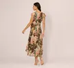 Flutter Sleeve High Low Midi Wrap Dress In Brown Multi sold by Adrianna Papell