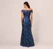 Off Shoulder Jacquard Gown In Blue Multi sold by Adrianna Papell