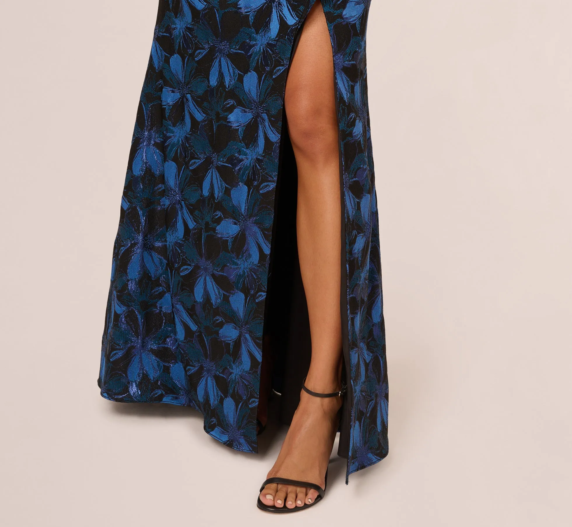 Off Shoulder Jacquard Gown In Blue Multi sold by Adrianna Papell product image thumbnail 3