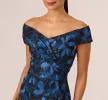 Off Shoulder Jacquard Gown In Blue Multi sold by Adrianna Papell