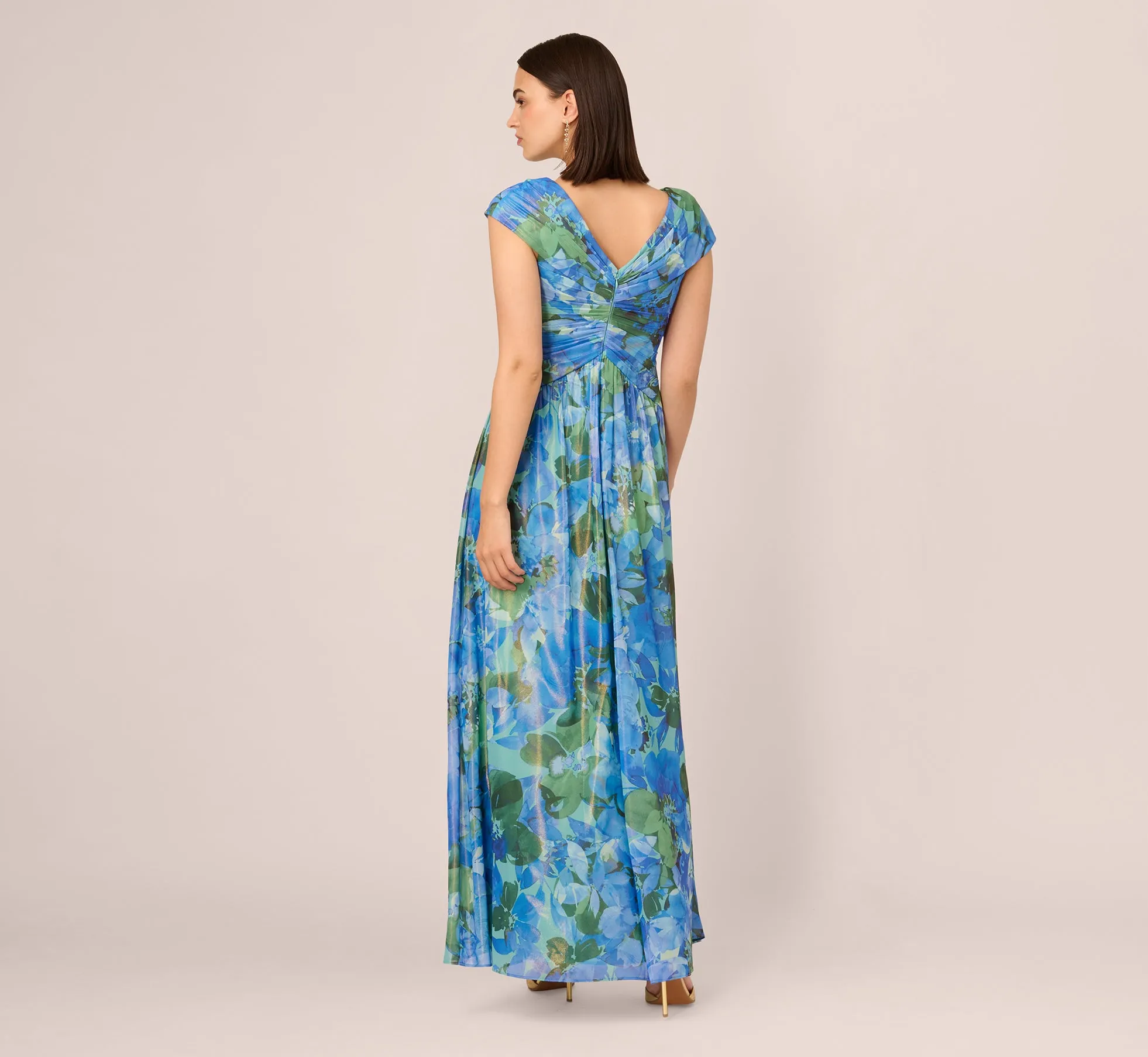 Printed Front Twist Gown In Green Blue Multi sold by Adrianna Papell product image thumbnail 5