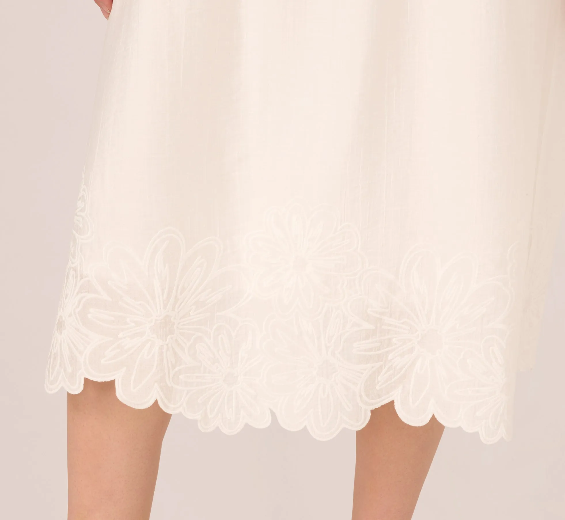Floral Embroidered Hem Midi Skirt In Ivory sold by Adrianna Papell product image thumbnail 4