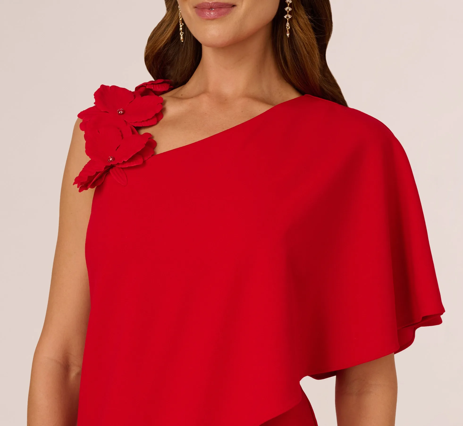 Asymmetrical 3D Floral Jumpsuit In Hot Pepper sold by Adrianna Papell product image thumbnail 3