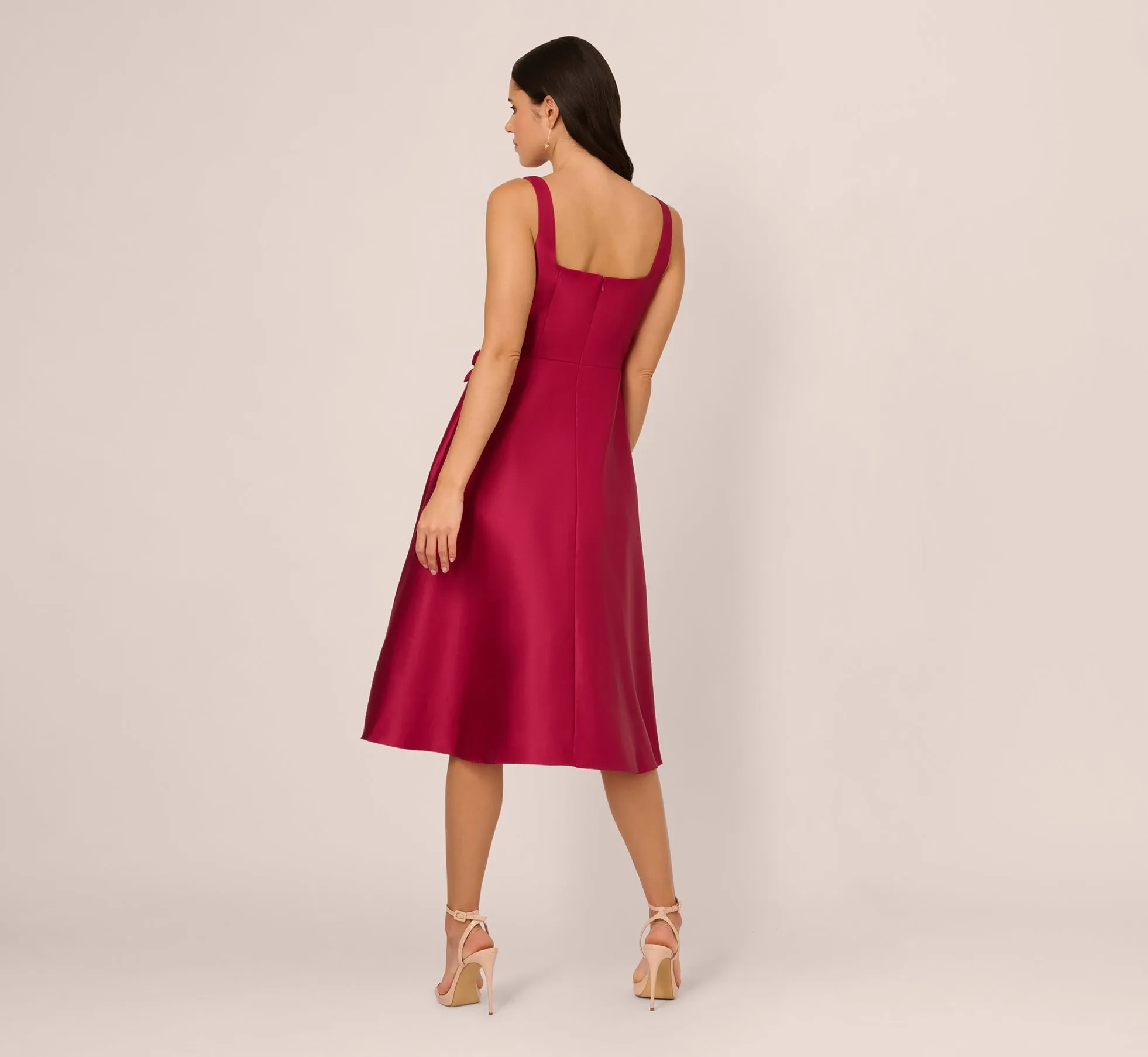 Sleeveless 3D Flower Mikado Midi Dress In Red Plum sold by Adrianna Papell product image thumbnail 5