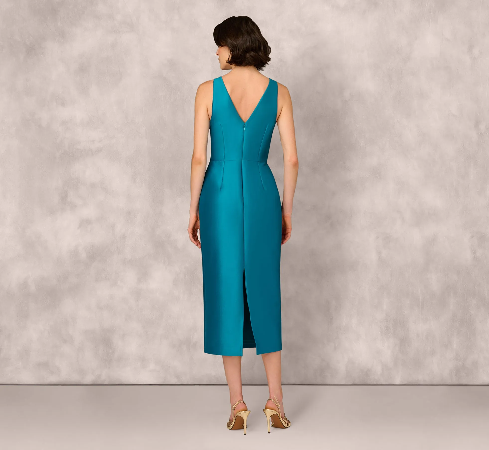 Sleeveless Sequin Bead Flower Midi Dress In Peacock sold by Adrianna Papell product image thumbnail 5