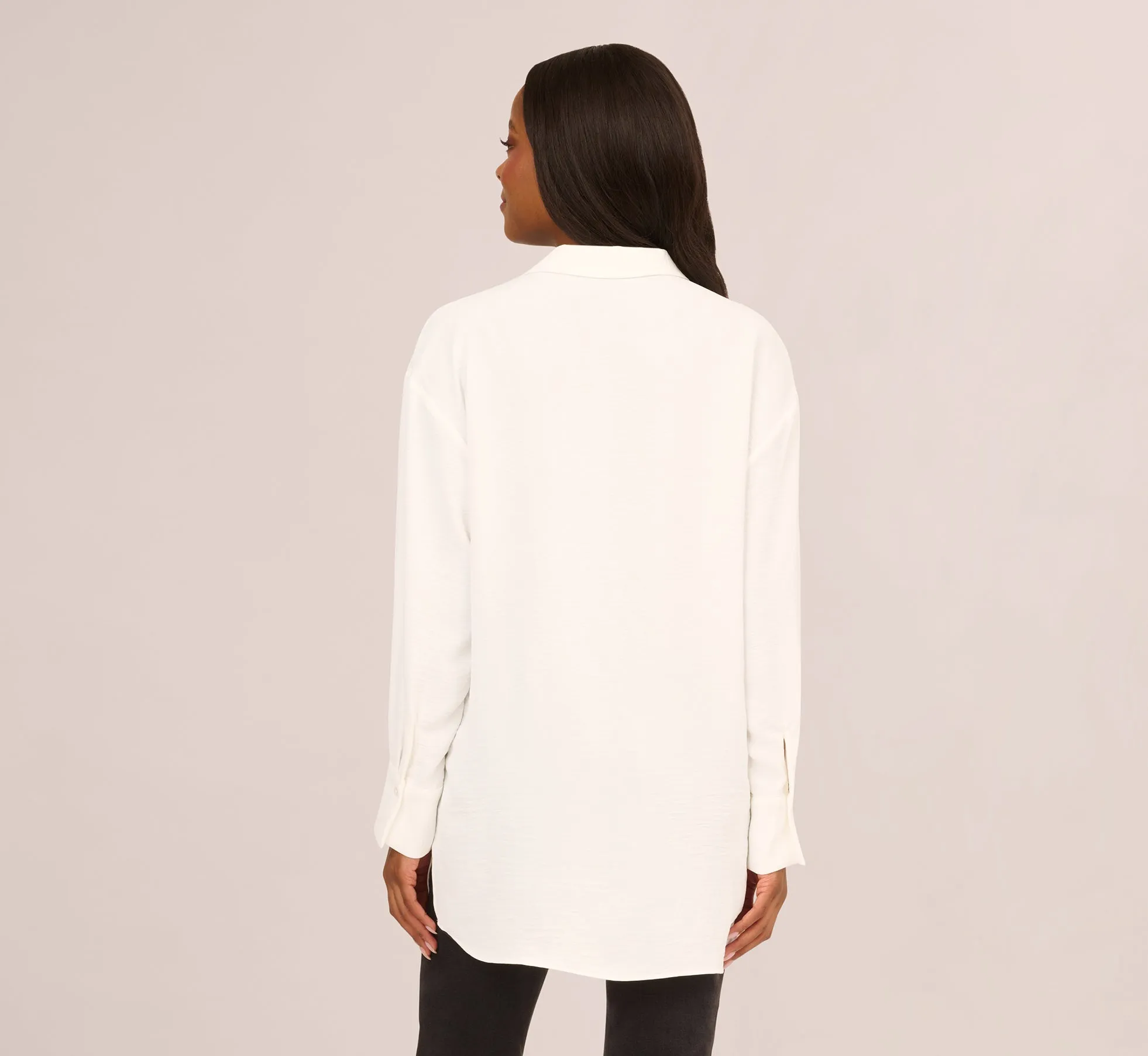 Long Sleeve Button Front Airflow Blouse In Ivory sold by Adrianna Papell product image thumbnail 5