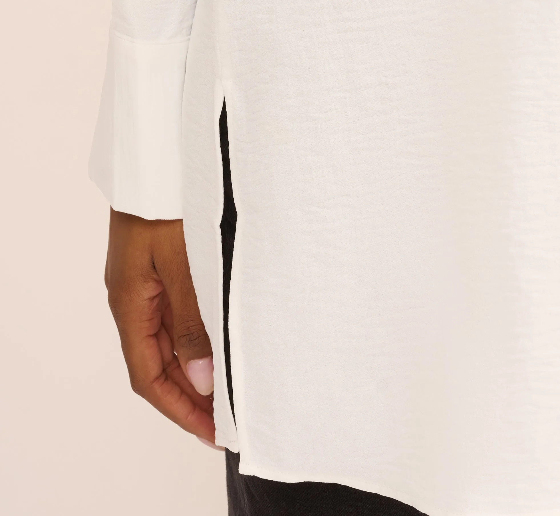 Long Sleeve Button Front Airflow Blouse In Ivory sold by Adrianna Papell product image thumbnail 4