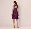 Floral Jacquard Short Dress With Envelope Back In Navy Orchid sold by Adrianna Papell