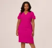 Plus Size Crepe Faux Wrap Sheath Dress With Floral Accent Short Sleeves In Pink Flambe sold by Adrianna Papell