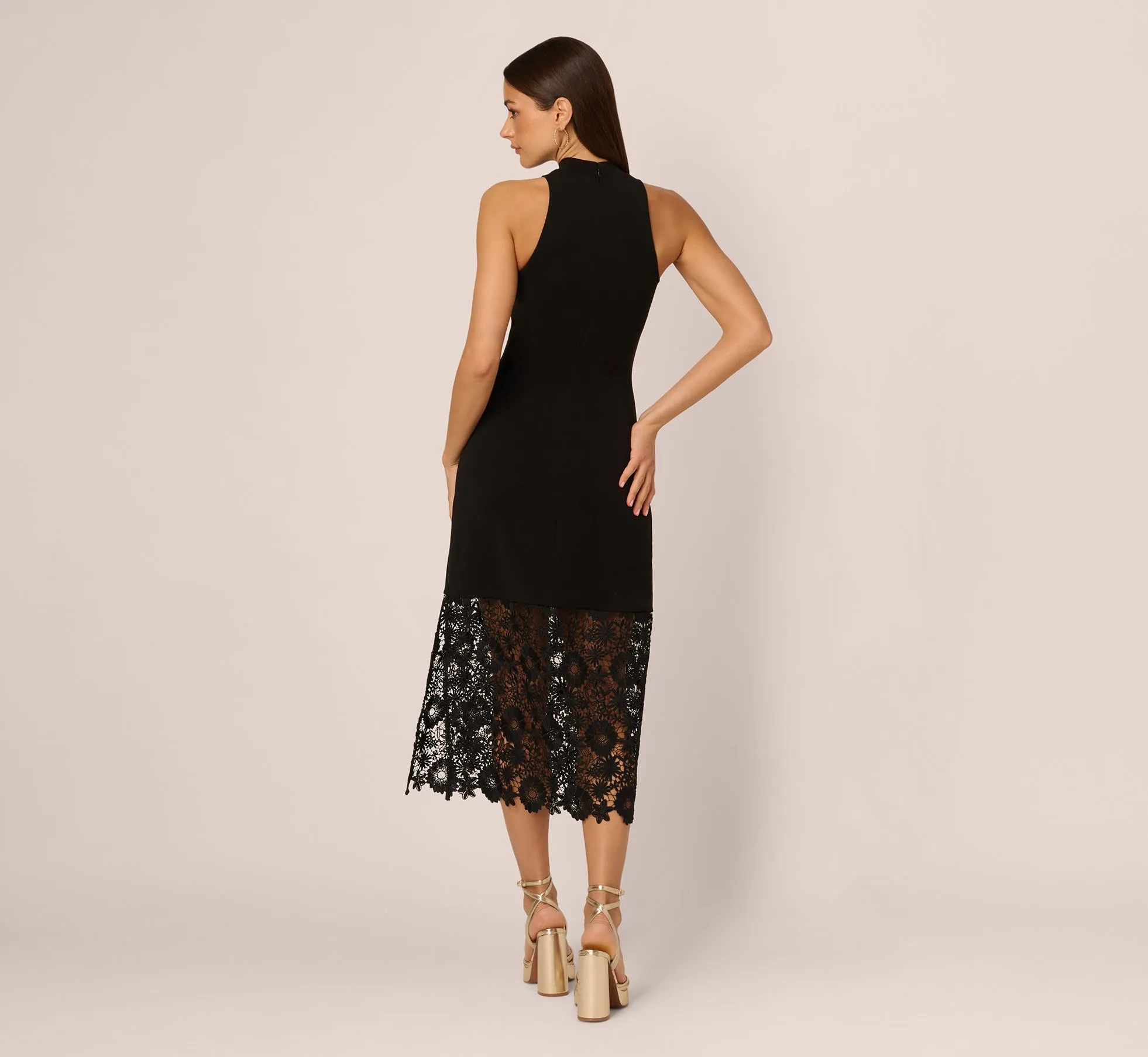 Sleeveless Lace Hem Midi Sheath Dress In Black sold by Adrianna Papell product image thumbnail 5