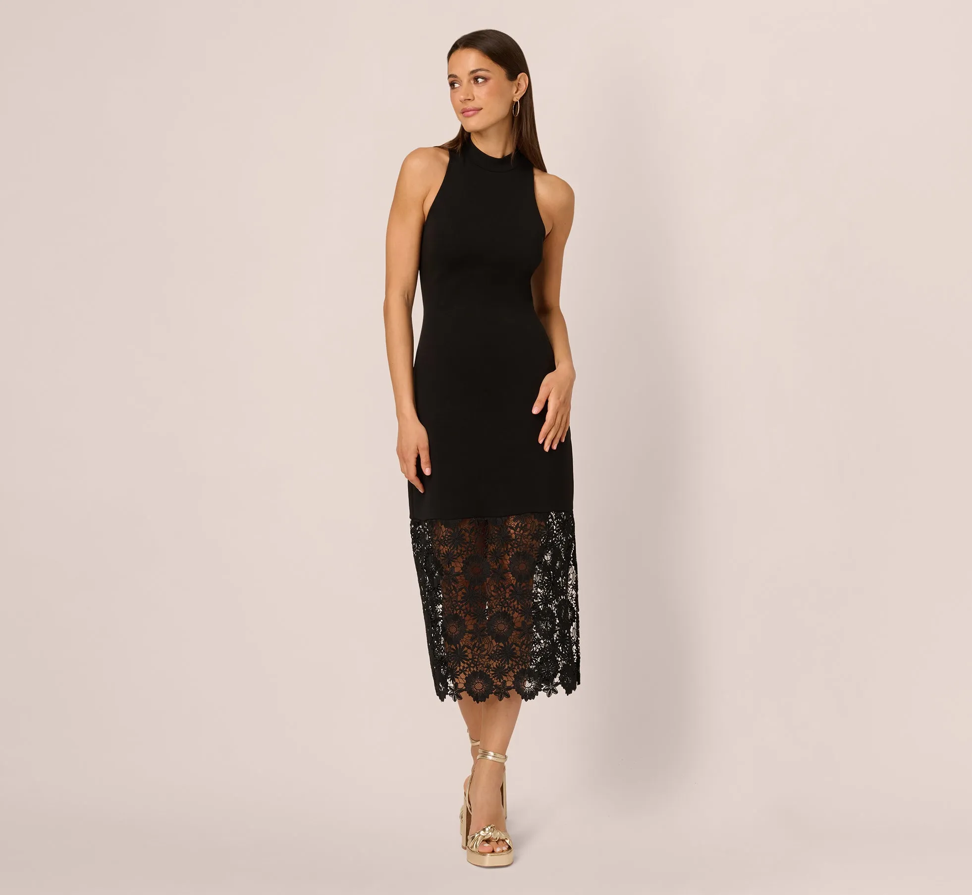 Sleeveless Lace Hem Midi Sheath Dress In Black sold by Adrianna Papell product image thumbnail 2