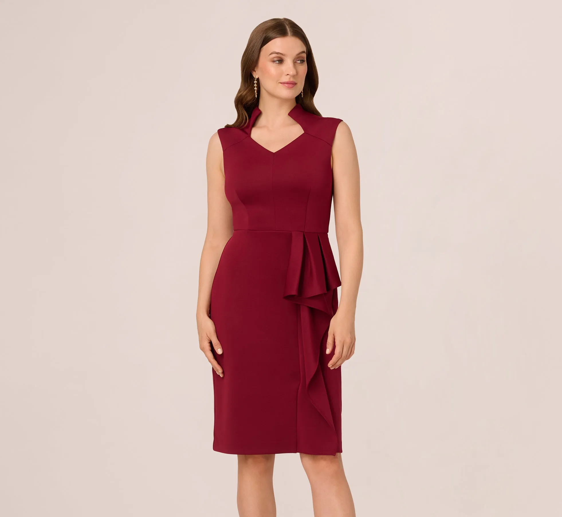 Sleeveless Queen Anne Sheath Dress In Crimson Haze sold by Adrianna Papell product image thumbnail 2