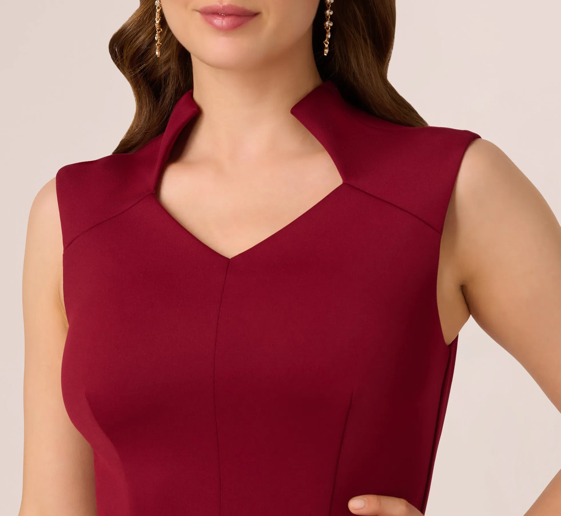 Sleeveless Queen Anne Sheath Dress In Crimson Haze sold by Adrianna Papell product image thumbnail 3