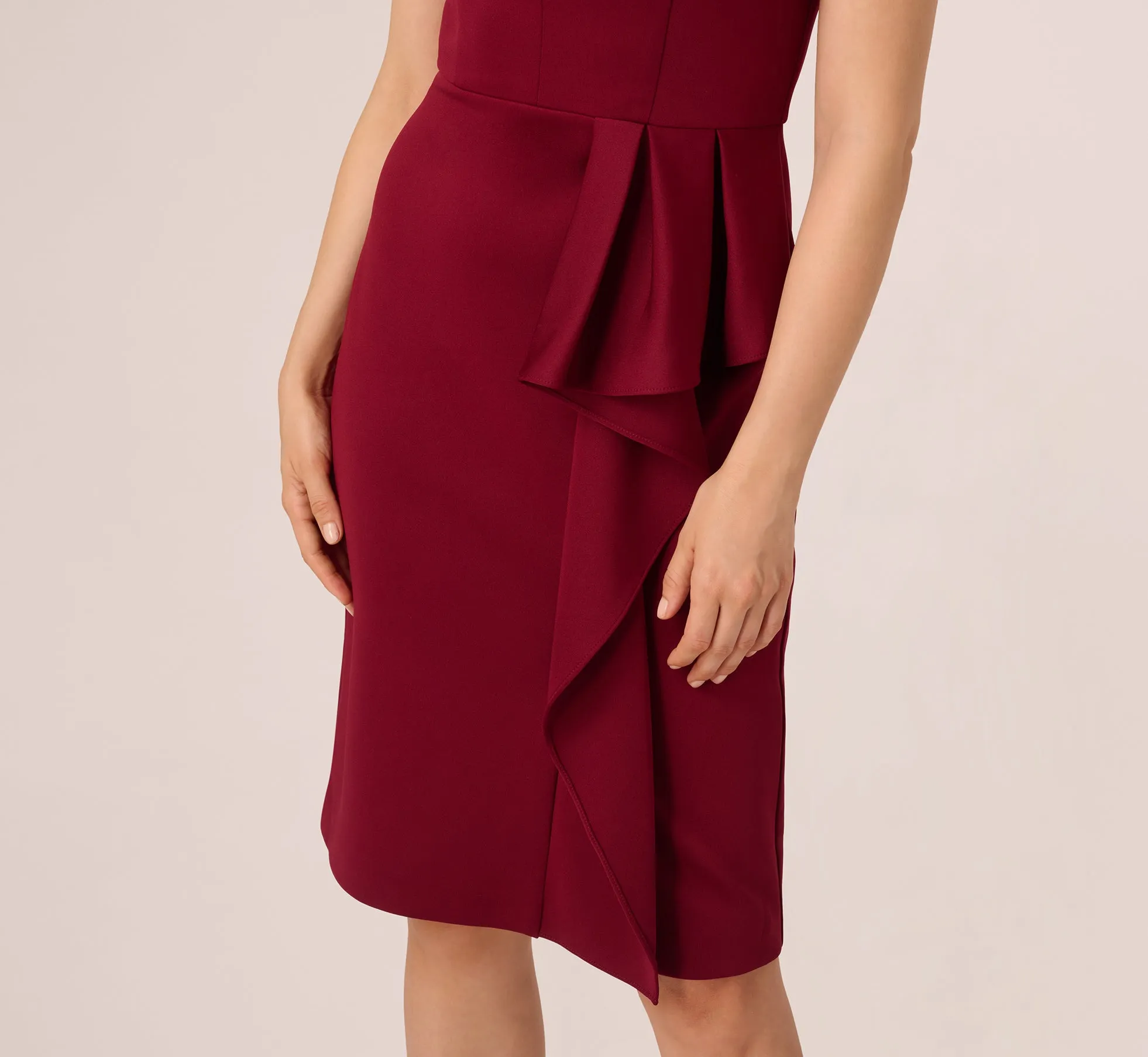 Sleeveless Queen Anne Sheath Dress In Crimson Haze sold by Adrianna Papell product image thumbnail 4