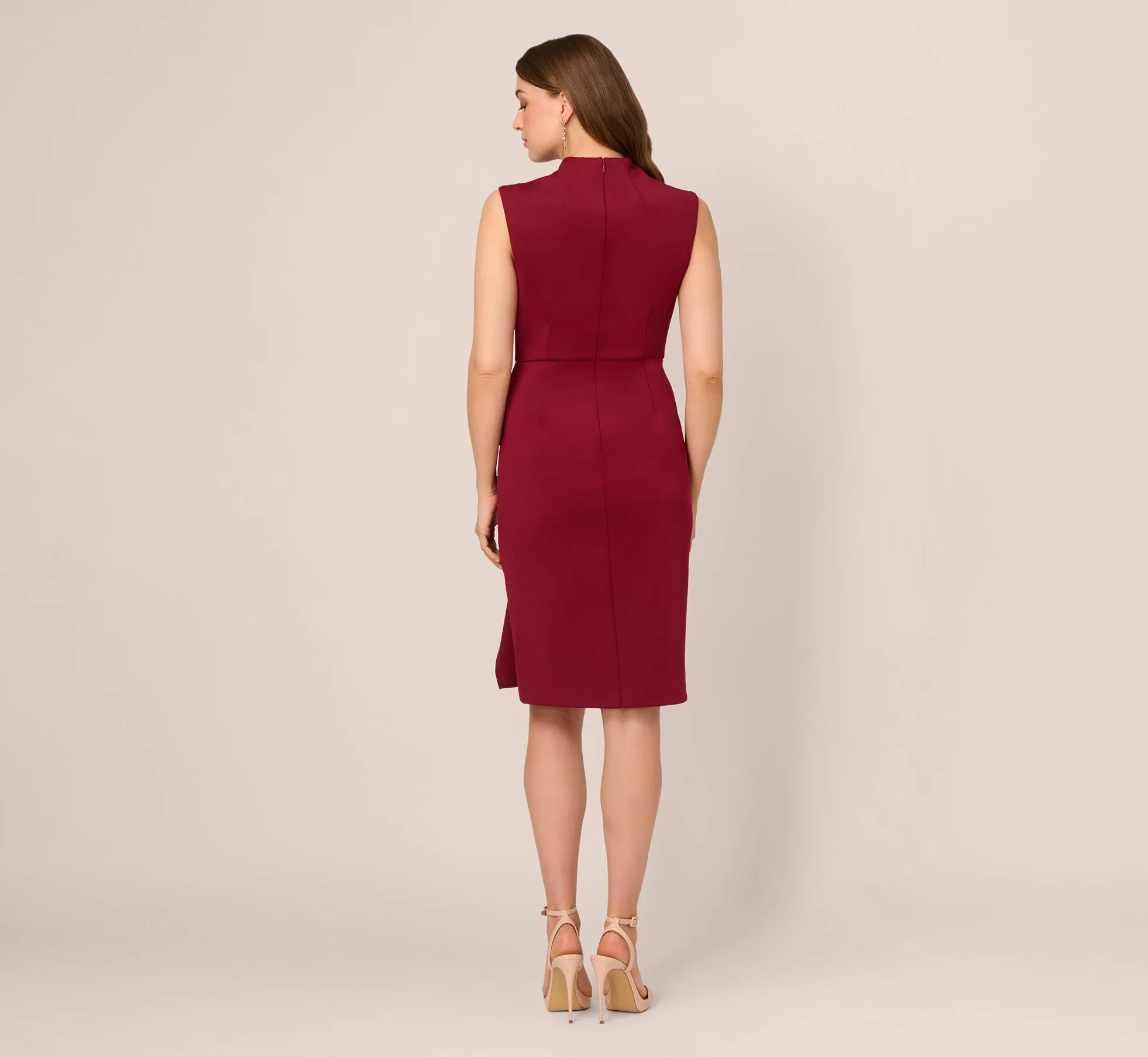 Sleeveless Queen Anne Sheath Dress In Crimson Haze sold by Adrianna Papell product image thumbnail 5