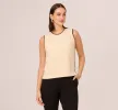 Sleeveless Open Knit Whipstitch Sweater Top In Cream Black sold by Adrianna Papell