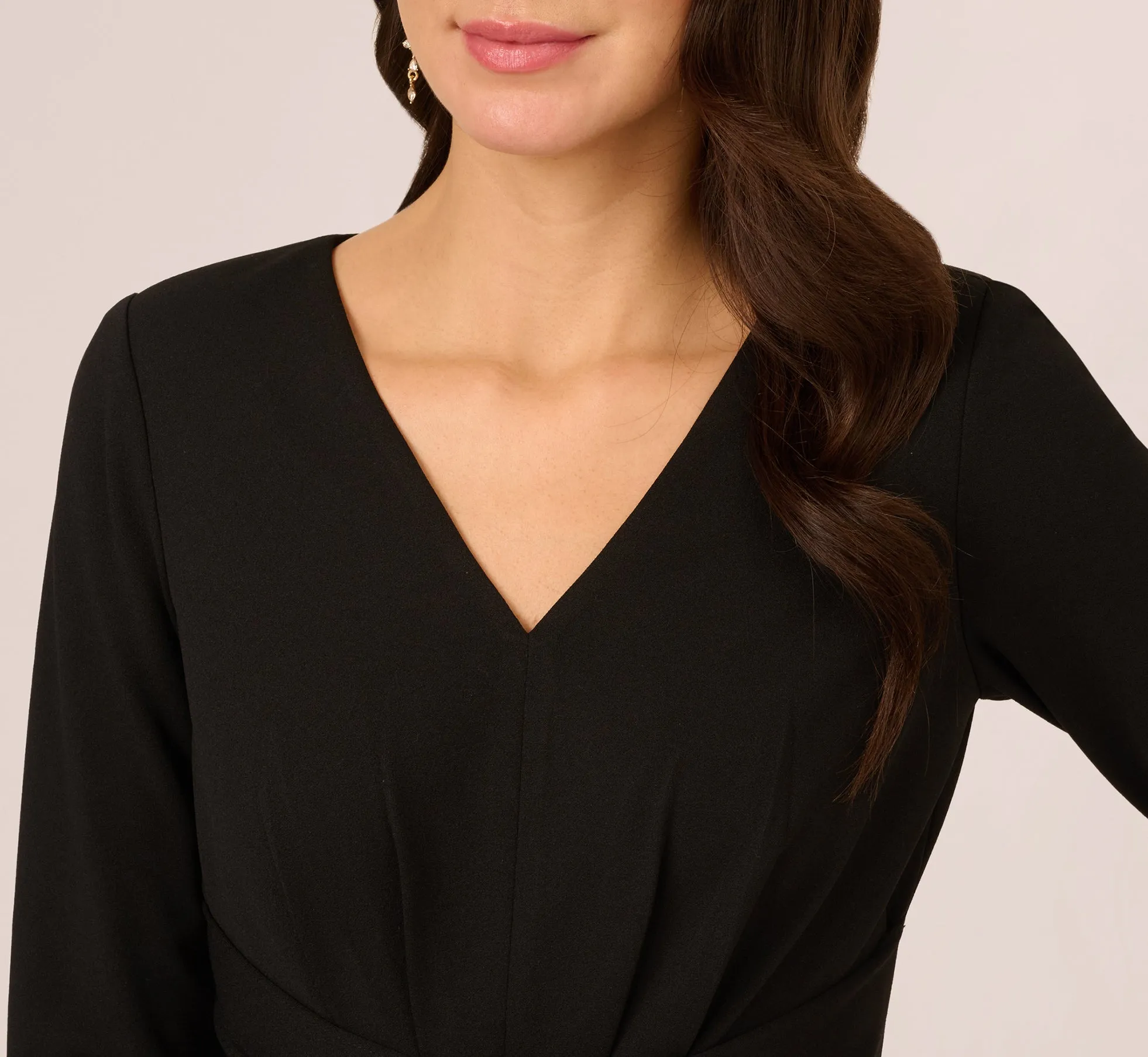 Three Quarter Sleeve Pleated Midi Dress With Tie Waist In Black sold by Adrianna Papell product image thumbnail 4