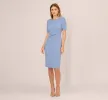 Short Sleeve Bow Waist Sheath Dress In French Blue sold by Adrianna Papell