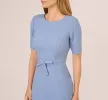 Short Sleeve Bow Waist Sheath Dress In French Blue sold by Adrianna Papell